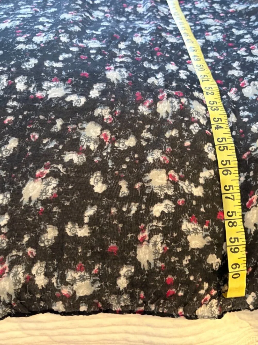 Monoprix Black Floral Chiffon Scarf | Lightweight French Brand